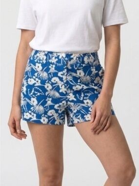 Land & Sea High-Waist Blue Floral Print Women’s Shorts